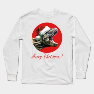 Merry Christmas! T-Rex Print Long Sleeve T-Shirt